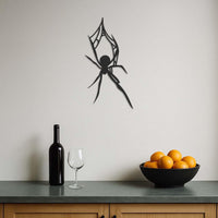Metal Spider Wall Art, Black Spider Halloween Decor, Creepy Spider Web Metal Sign, Modern Gothic Wall Sculpture, Unique Arachnid Home Accent 2
