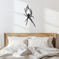 Metal Spider Wall Art, Black Spider Halloween Decor, Creepy Spider Web Metal Sign, Modern Gothic Wall Sculpture, Unique Arachnid Home Accent 5