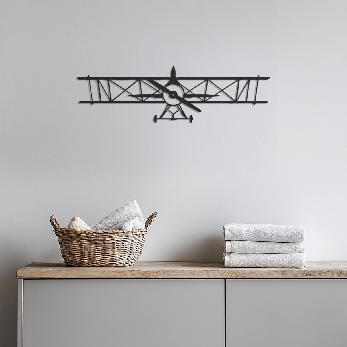 Airplane Metal Wall Art Clock, Aviation Decor for Pilot Office, Kids Room or Travel Enthusiast Gift, Large Laser Cut Design, Wall Decor