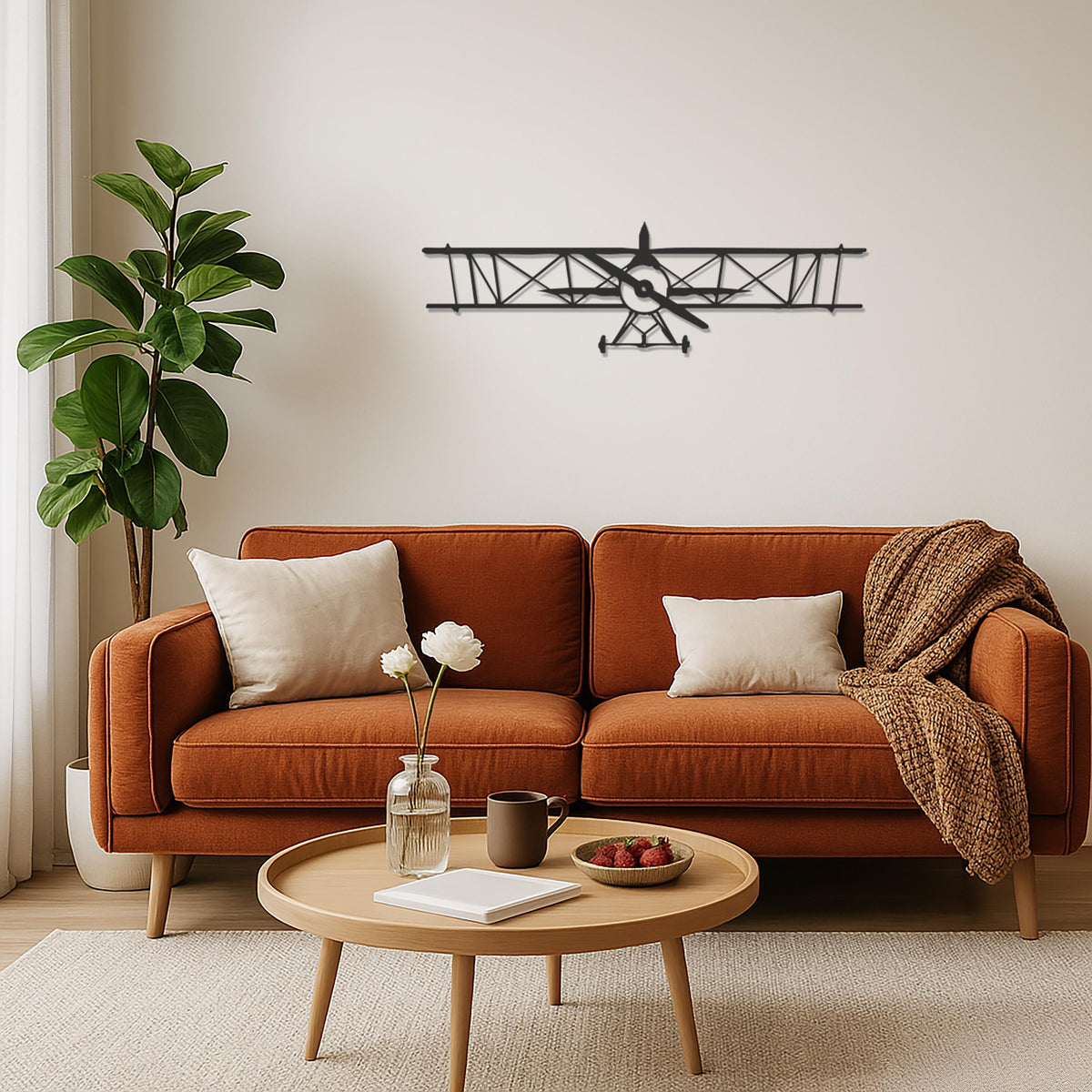 Airplane Metal Wall Art Clock, Aviation Decor for Pilot Office, Kids Room or Travel Enthusiast Gift, Large Laser Cut Design, Wall Decor