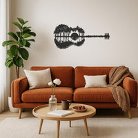 Guitar Sunset Wall Art, Metal Tropical Guitar Wall Decor, Palm Tree Guitar Silhouette, Beach Music Wall Art, Musician Gift, Nature Scene 4