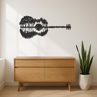 Guitar Sunset Wall Art, Metal Tropical Guitar Wall Decor, Palm Tree Guitar Silhouette, Beach Music Wall Art, Musician Gift, Nature Scene 6