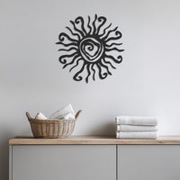 Sun Spiral Metal Wall Art, Tribal Sun Wall Decor, Boho Solar Symbol Artwork, Bohemian Living Room Decor, Mystical Wall Hanging, Sun Gift 1