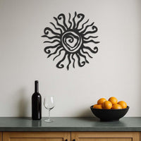 Sun Spiral Metal Wall Art, Tribal Sun Wall Decor, Boho Solar Symbol Artwork, Bohemian Living Room Decor, Mystical Wall Hanging, Sun Gift 2