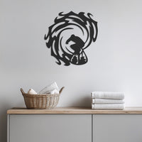 Surfer Wall Art, Metal Surfing Wall Decor, Modern Ocean Wave Sculpture, Surfer Silhouette Artwork, Coastal Beach House Wall Accent,Wall Art 1