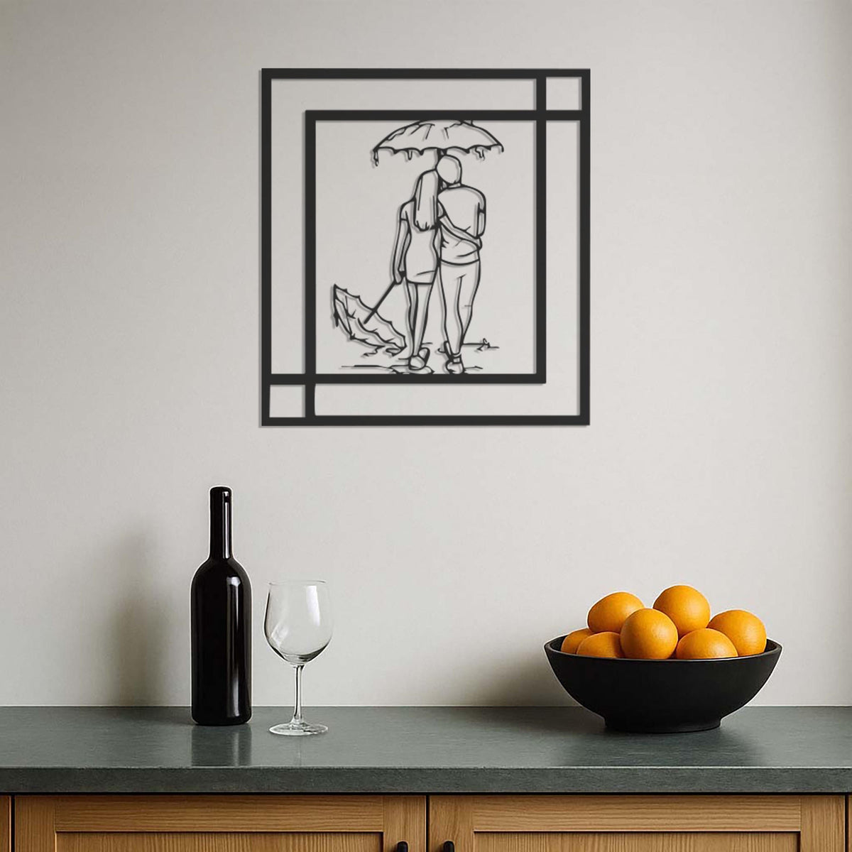 Romantic Couple Wall Art with Umbrella, Minimalist Metal Wall Decor for Bedroom or Living Room,Love-Inspired Personalized Gift Idea,Wall Art