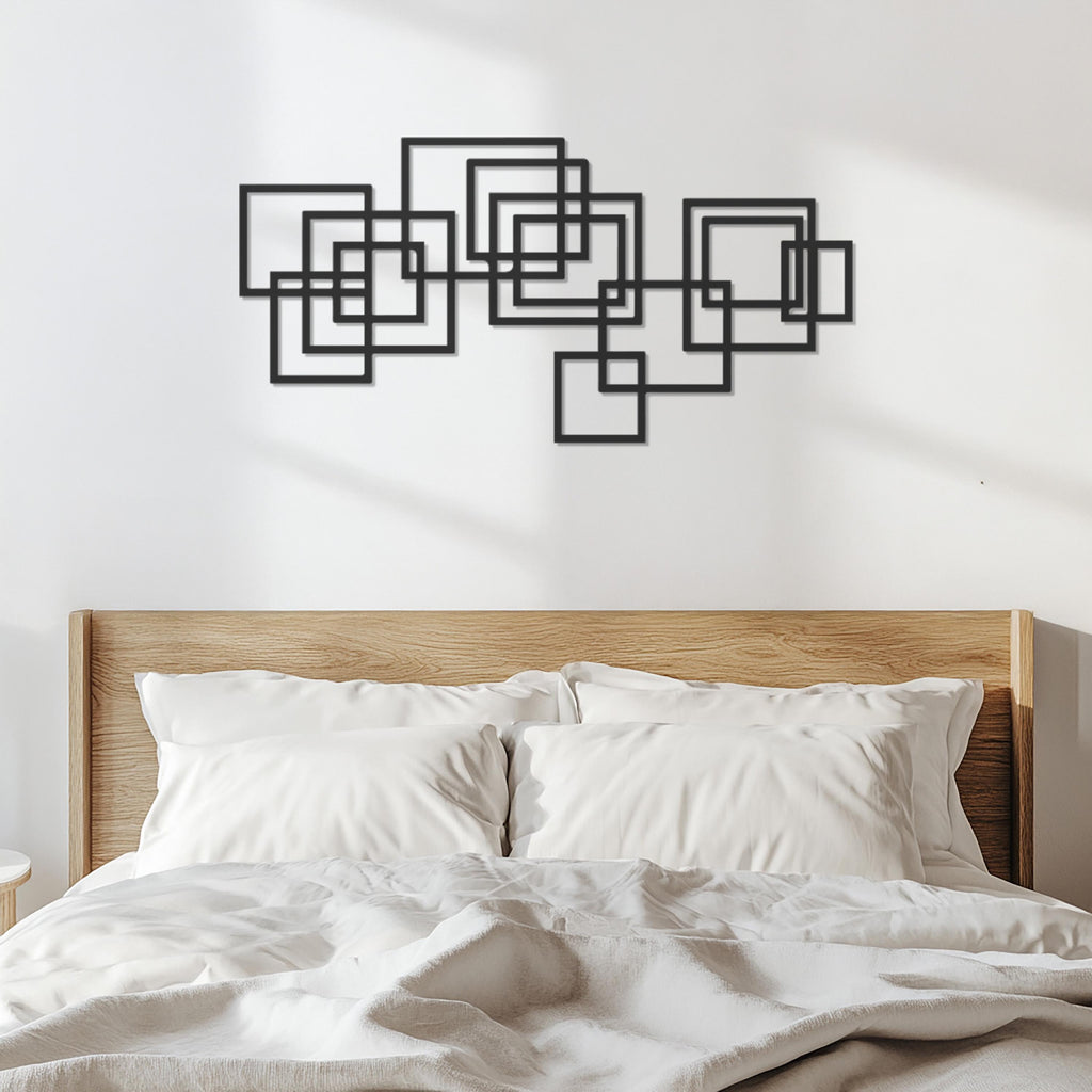 Geometric Squares Metal Wall Art, Modern Minimalist Wall Decor for Living Room, Office or Bedroom, Abstract Metal Wall Sculpture, Wall Art