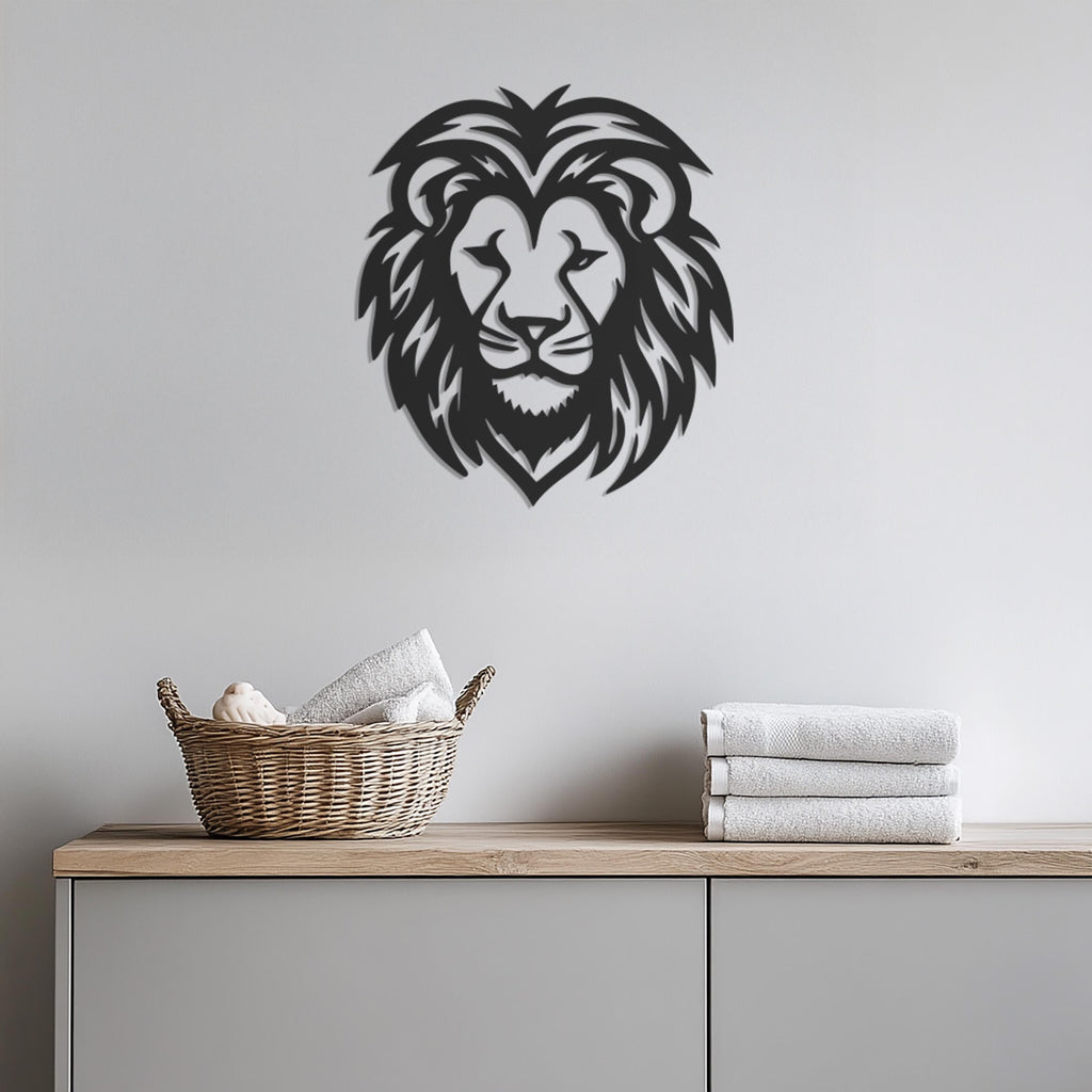 Majestic Lion Head Metal Wall Decor, Bold Animal Decor for Living Room, Office or Bedroom, Powerful Modern Safari Jungle Wall Sculpture