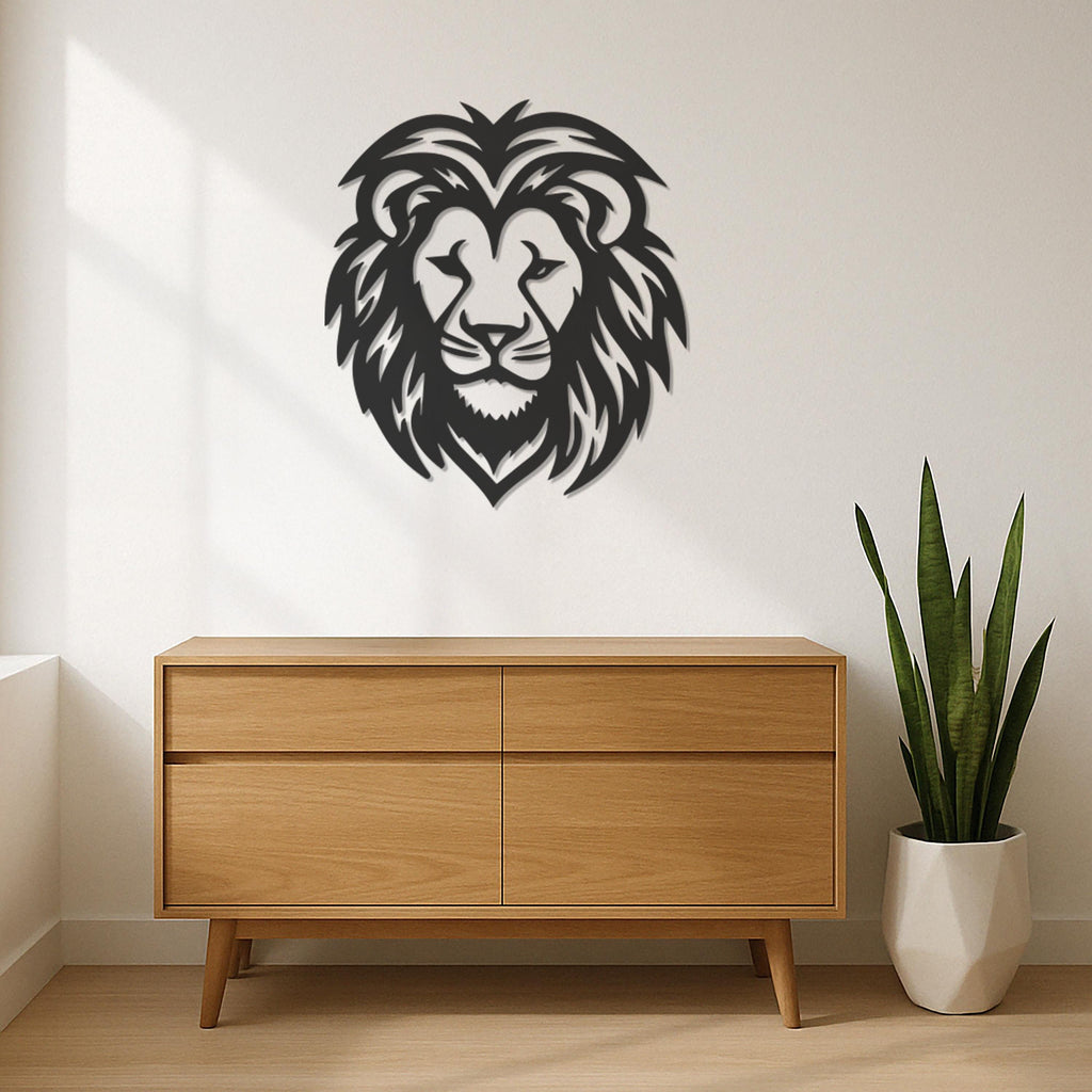 Majestic Lion Head Metal Wall Decor, Bold Animal Decor for Living Room, Office or Bedroom, Powerful Modern Safari Jungle Wall Sculpture