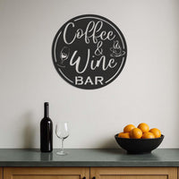 Coffee and Wine Bar Metal Wall Sign, Coffee Lover Decor, Wine Enthusiast Wall Art, Kitchen, Bar, Cafe, Home Bar Sign, Rustic Metal Decor 2