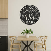 Coffee and Wine Bar Metal Wall Sign, Coffee Lover Decor, Wine Enthusiast Wall Art, Kitchen, Bar, Cafe, Home Bar Sign, Rustic Metal Decor 3