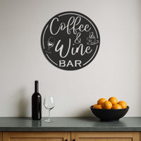 Coffee and Wine Bar Metal Wall Sign, Coffee Lover Decor, Wine Enthusiast Wall Art, Kitchen, Bar, Cafe, Home Bar Sign, Rustic Metal Decor 2