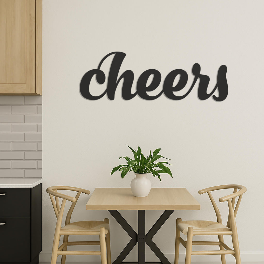 Cheers Metal Wall Art, Bar Wall Decor, Modern Cheers Sign, Home Bar Decoration, Modern Wine Bar Art, Rustic Metal Cheers Wall Sign for Party