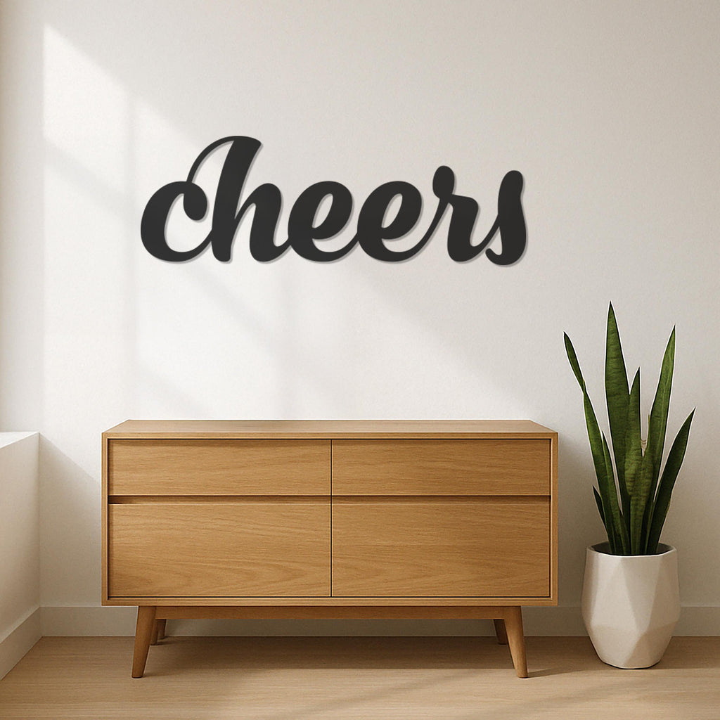 Cheers Metal Wall Art, Bar Wall Decor, Modern Cheers Sign, Home Bar Decoration, Modern Wine Bar Art, Rustic Metal Cheers Wall Sign for Party