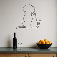 Dog and Cat Line Art Metal Wall Decor, Minimalist Pet Silhouette Art, Pet Lover Gift, Modern Home Accent for Living Room or Bedroom,Wall Art 2