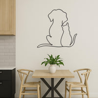 Dog and Cat Line Art Metal Wall Decor, Minimalist Pet Silhouette Art, Pet Lover Gift, Modern Home Accent for Living Room or Bedroom,Wall Art 3