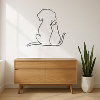 Dog and Cat Line Art Metal Wall Decor, Minimalist Pet Silhouette Art, Pet Lover Gift, Modern Home Accent for Living Room or Bedroom,Wall Art 6