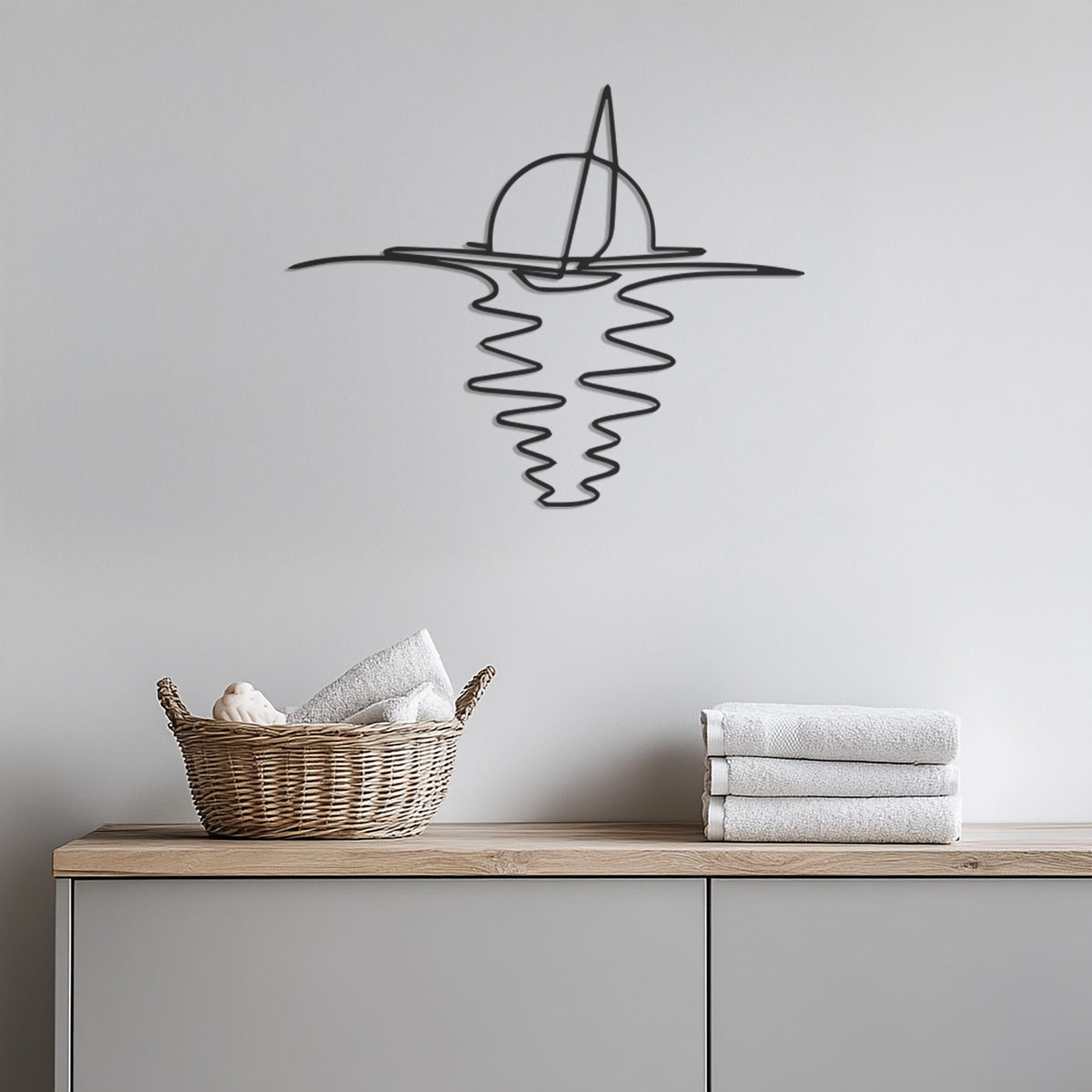Minimalist Sailboat Metal Wall Art, Ocean Sunset Modern Decor, Nautical Themed Wall Hanging, Coastal Home Living Room Accent,Modern Wall Art