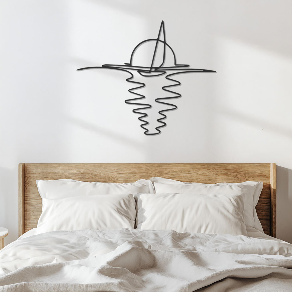 Minimalist Sailboat Metal Wall Art, Ocean Sunset Modern Decor, Nautical Themed Wall Hanging, Coastal Home Living Room Accent,Modern Wall Art