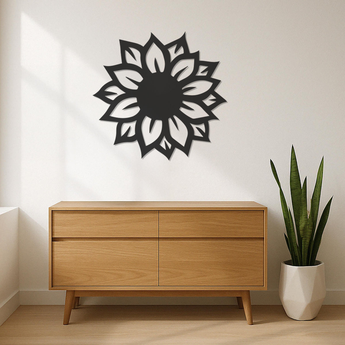 Sunflower Metal Wall Art, Modern Floral Wall Decor,Modern Nature Inspired Metal Flower Wall Hanging, Boho Chic Bedroom or Living Room Accent