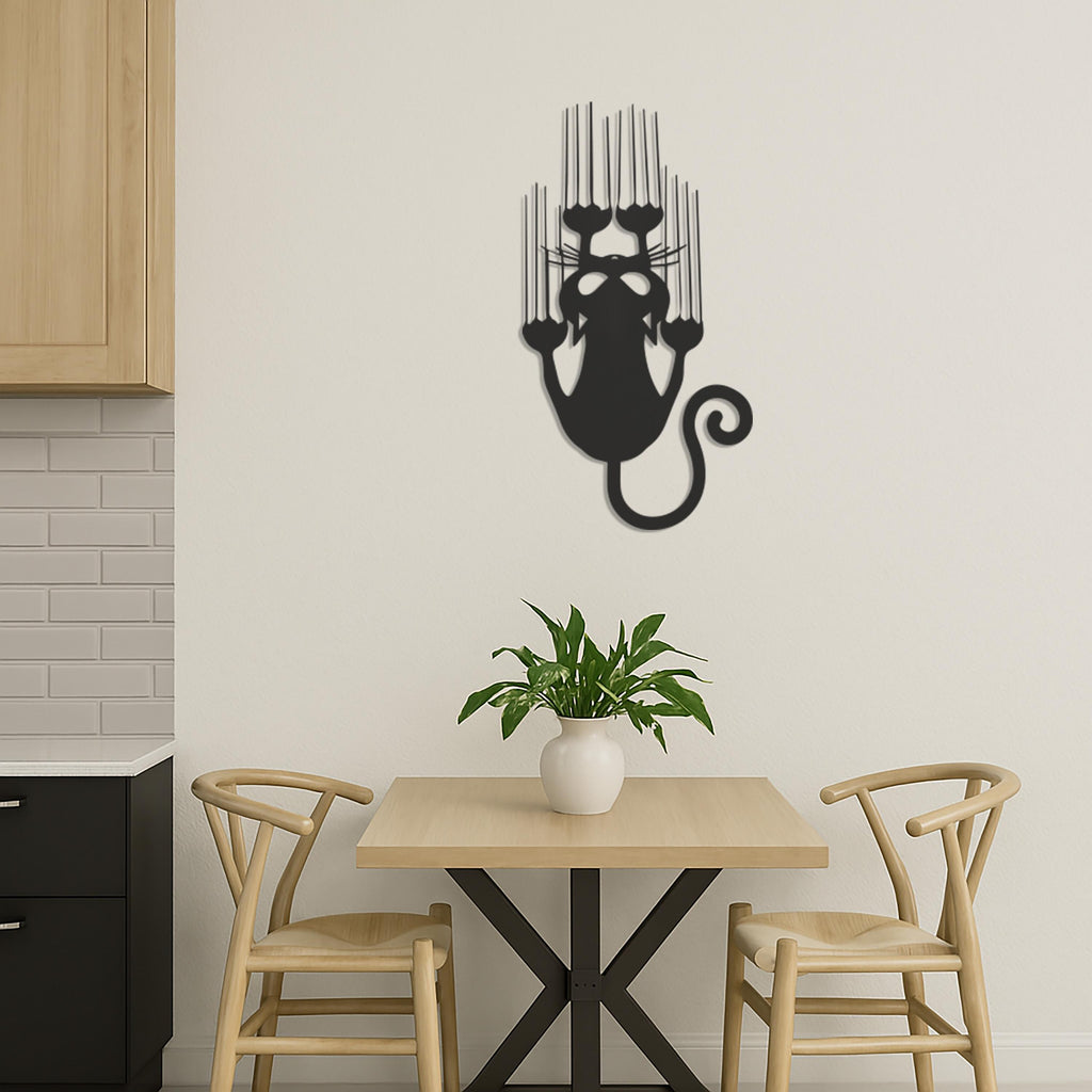 Funny Cat Metal Wall Art, Scratching Cat Wall Decor, Cute Cat Wall Art, Cat Lover Gift, Cat Silhouette Wall Art, Playful Cat Decor, Wall Art