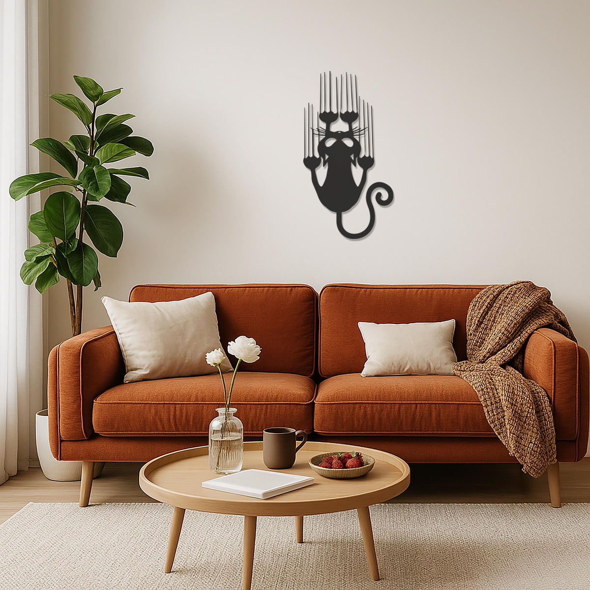 Funny Cat Metal Wall Art, Scratching Cat Wall Decor, Cute Cat Wall Art, Cat Lover Gift, Cat Silhouette Wall Art, Playful Cat Decor, Wall Art