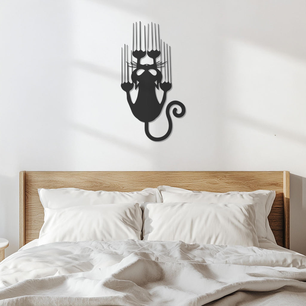 Funny Cat Metal Wall Art, Scratching Cat Wall Decor, Cute Cat Wall Art, Cat Lover Gift, Cat Silhouette Wall Art, Playful Cat Decor, Wall Art