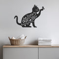 Floral Cat Metal Wall Art, Cat Wall Decor, Flower Cat Wall Hanging, Cat Lover Gift, Cat Wall Sculpture, Butterfly Cat Wall Art, Cat Decor