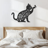 Floral Cat Metal Wall Art, Cat Wall Decor, Flower Cat Wall Hanging, Cat Lover Gift, Cat Wall Sculpture, Butterfly Cat Wall Art, Cat Decor 5