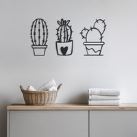 Cactus Wall Decor Set, Modern Minimalist Cactus Metal Wall Art, Succulent Plant Wall Hanging, Boho Living Room Bedroom Kitchen Home Decor 1