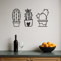 Cactus Wall Decor Set, Modern Minimalist Cactus Metal Wall Art, Succulent Plant Wall Hanging, Boho Living Room Bedroom Kitchen Home Decor 2