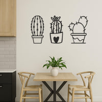 Cactus Wall Decor Set, Modern Minimalist Cactus Metal Wall Art, Succulent Plant Wall Hanging, Boho Living Room Bedroom Kitchen Home Decor 3