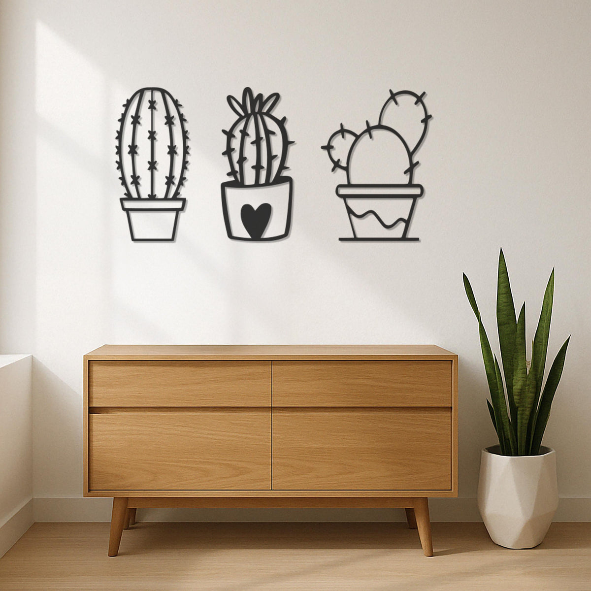Cactus Wall Decor Set, Modern Minimalist Cactus Metal Wall Art, Succulent Plant Wall Hanging, Boho Living Room Bedroom Kitchen Home Decor