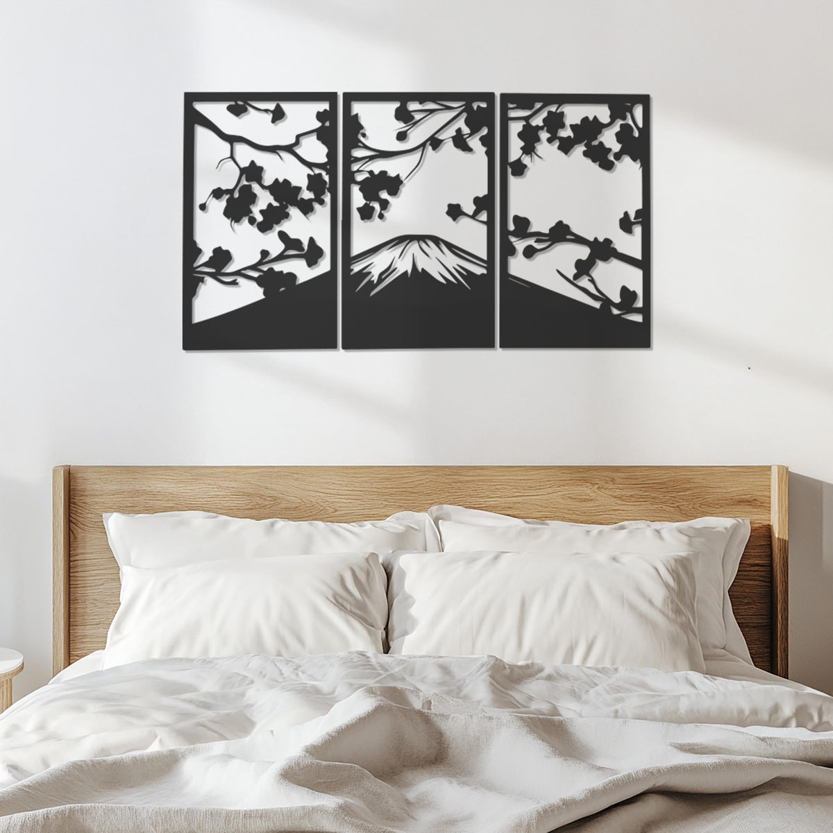 Mount Fuji Wall Art, Metal Mountain Wall Decor, Japanese Landscape Wall Hanging, Minimalist Nature Art,3 Piece Metal Wall Panel Set,Wall Art