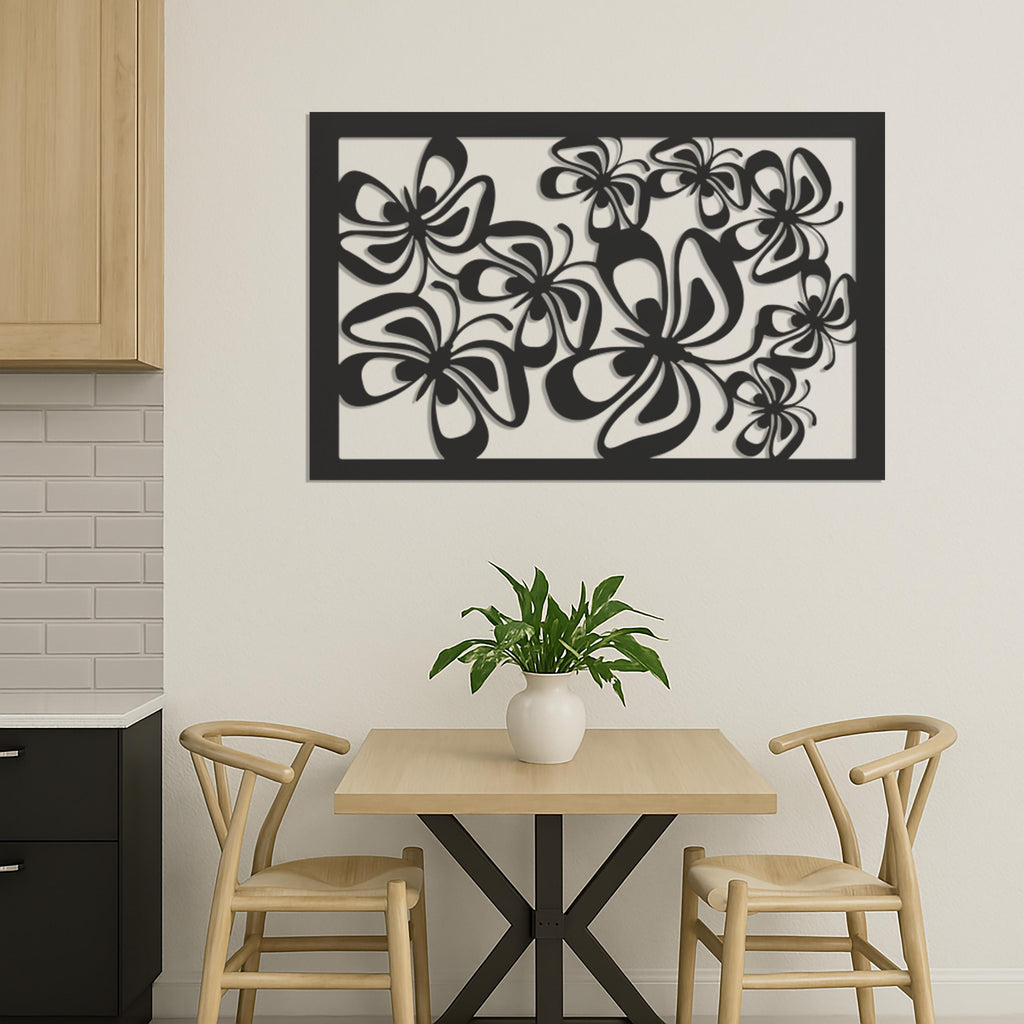 Metal Flower Wall Art, Modern Floral Wall Decor, Abstract Metal Wall Hanging, Nature Inspired Metal Panel,Modern Living Room Wall Decoration