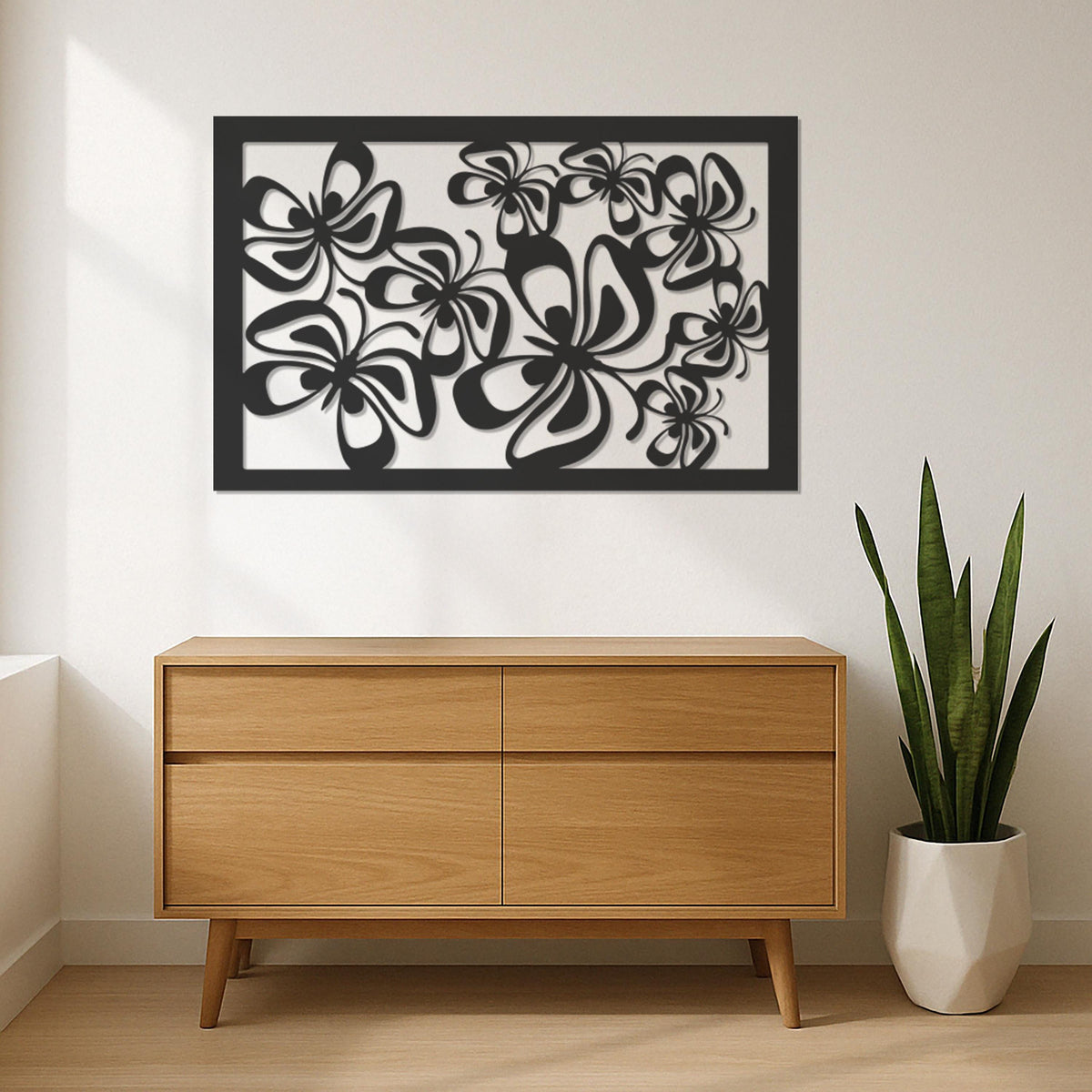 Metal Flower Wall Art, Modern Floral Wall Decor, Abstract Metal Wall Hanging, Nature Inspired Metal Panel,Modern Living Room Wall Decoration