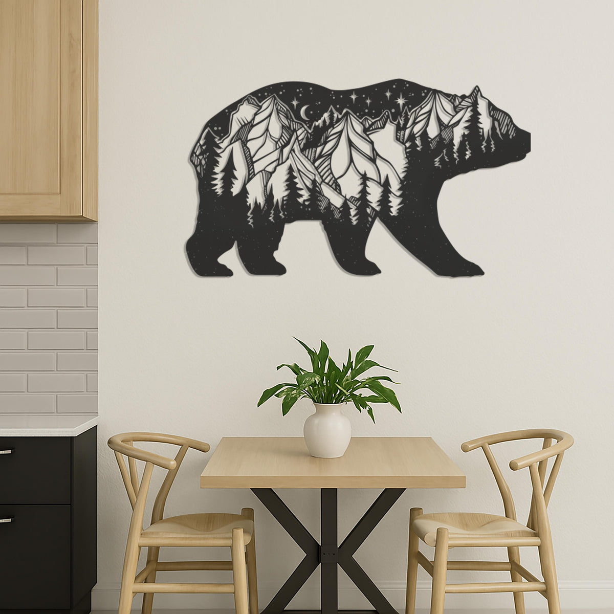 Bear Metal Wall Art, Mountain Bear Wall Decor, Nature Wildlife Wall Hanging, Rustic Cabin Wall Decor, Outdoor Adventure Metal Bear Decor