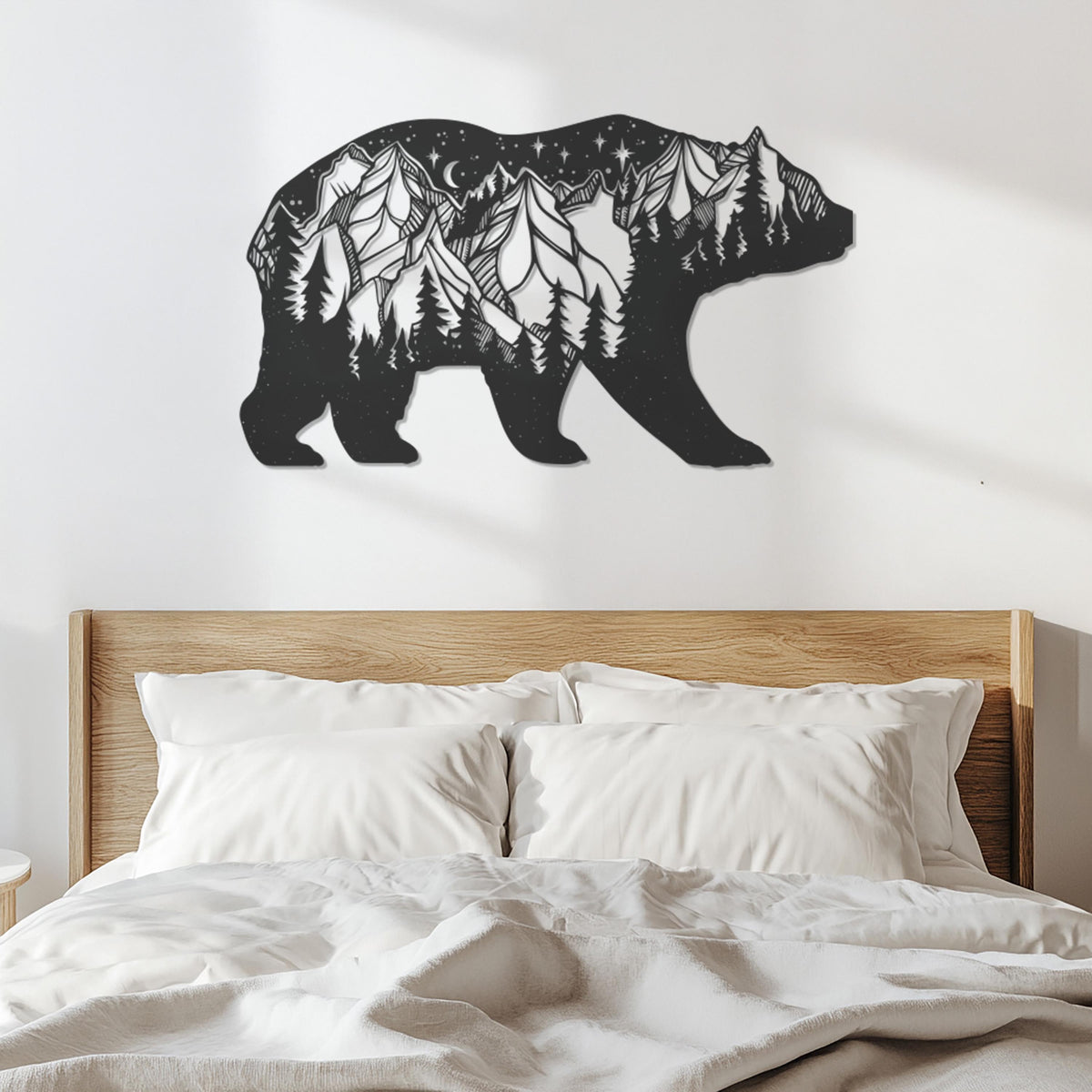 Bear Metal Wall Art, Mountain Bear Wall Decor, Nature Wildlife Wall Hanging, Rustic Cabin Wall Decor, Outdoor Adventure Metal Bear Decor