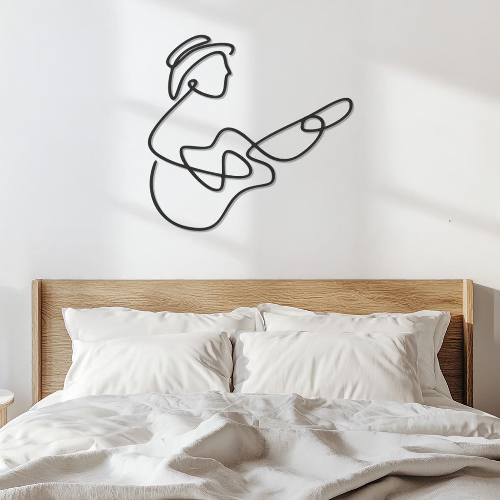 Guitar Player Metal Wall Art, Minimalist Musician Wall Decor, Music Lover Gift, Modern Metal Guitarist Wall Hanging, Music Room Art,Wall Art