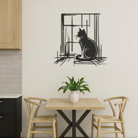 Cat Looking Out Window Metal Wall Art, Minimalist Cat Wall Decor, Modern Pet Lover Gift, Cozy Home Wall Hanging,Cat Lover Metal Art,Wall Art 3