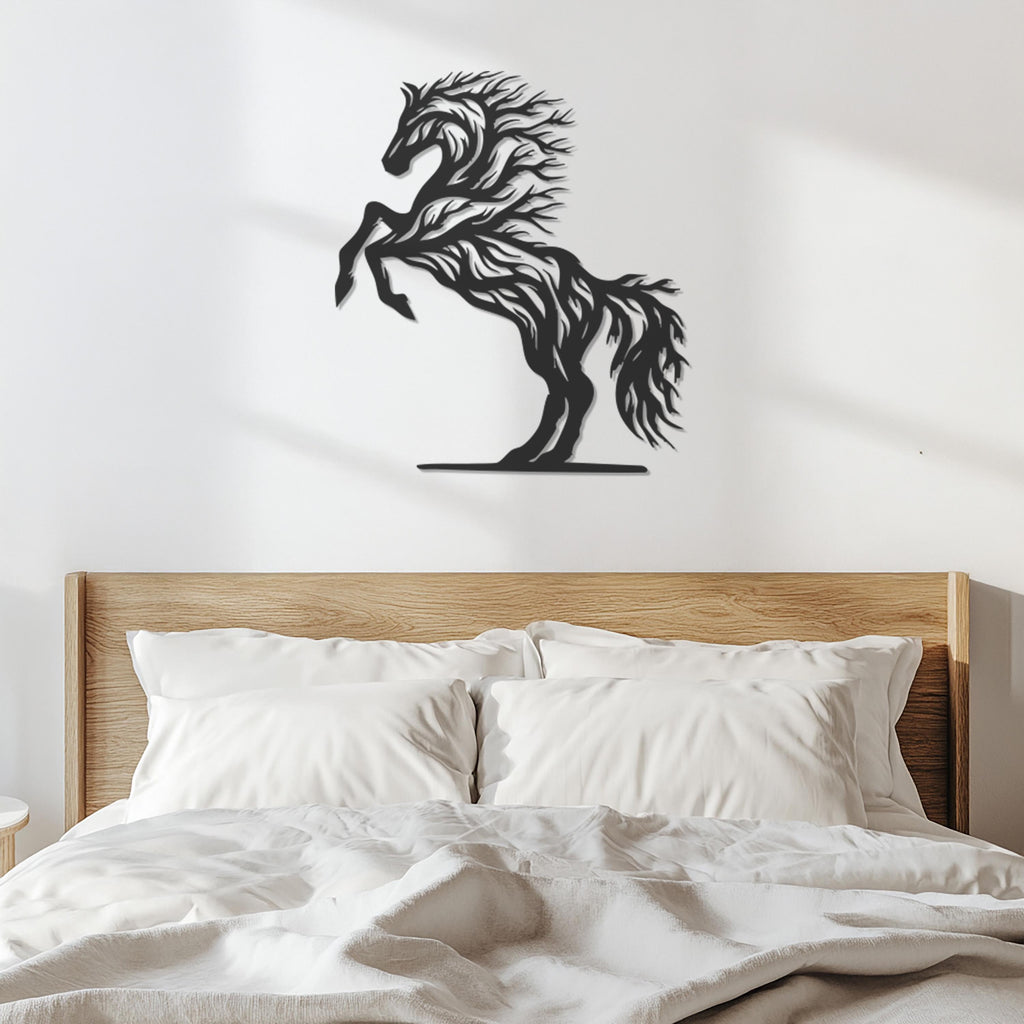 Metal Horse Wall Art, Tree Shaped Horse Decor, Rustic Horse Metal Wall Hanging, Equestrian Wall Art, Farmhouse Animal Wall Decor,Wall Art