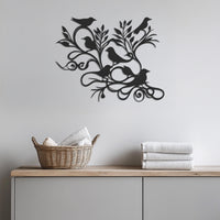 Metal Bird Wall Art, Tree Branch Birds Decor, Nature Wall Hanging, Minimalist Bird Silhouette, Modern Nature Metal Art, Bird Home Decor 1