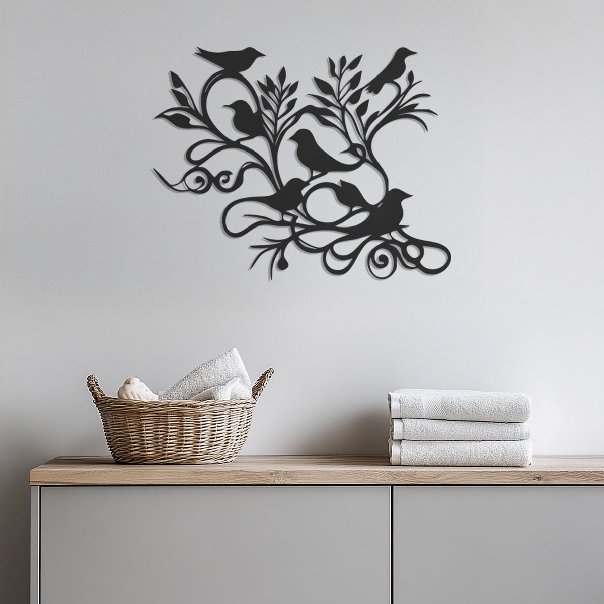 Metal Bird Wall Art, Tree Branch Birds Decor, Nature Wall Hanging, Minimalist Bird Silhouette, Modern Nature Metal Art, Bird Home Decor
