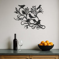 Metal Bird Wall Art, Tree Branch Birds Decor, Nature Wall Hanging, Minimalist Bird Silhouette, Modern Nature Metal Art, Bird Home Decor 2
