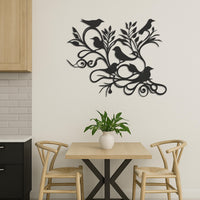 Metal Bird Wall Art, Tree Branch Birds Decor, Nature Wall Hanging, Minimalist Bird Silhouette, Modern Nature Metal Art, Bird Home Decor 3