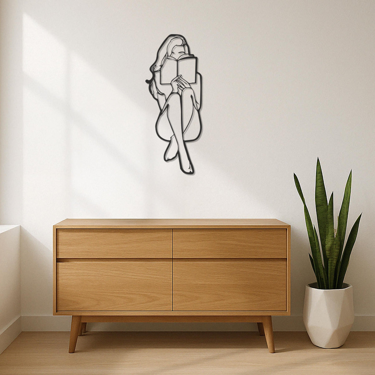 Reading Woman Wall Art, Book Lover Metal Wall Decor, Minimalist Metal Woman Art, Modern Home Office Decor, Modern Library Reading Room Decor