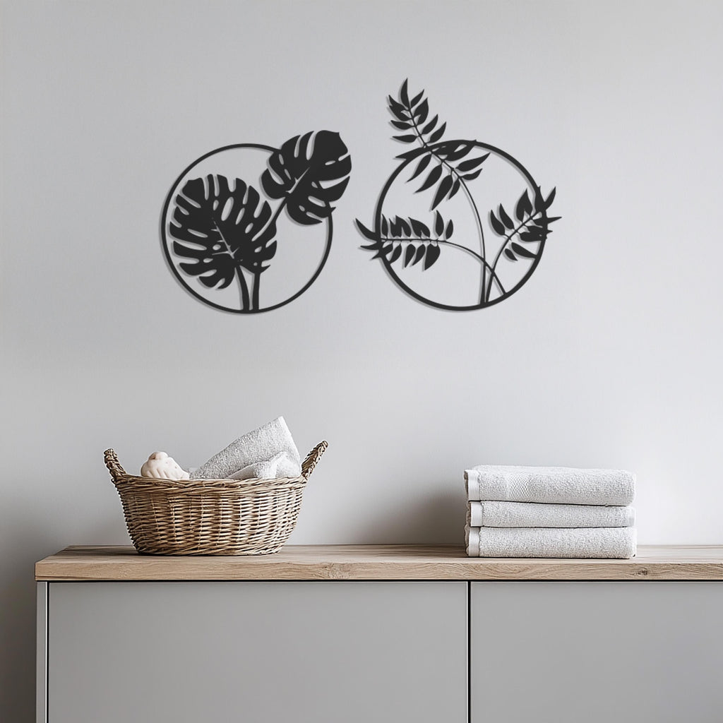 Leaf Wall Art, Metal Plant Decor, Modern Botanical Wall Art, Minimalist Leaves Metal Wall Hanging, Tropical Boho Home Decor for Living Room