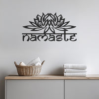 Namaste Wall Art, Lotus Flower Metal Wall Decor, Yoga Studio Wall Hanging, Meditation Room Decor, Spiritual Metal Art, Boho Home Accent 1