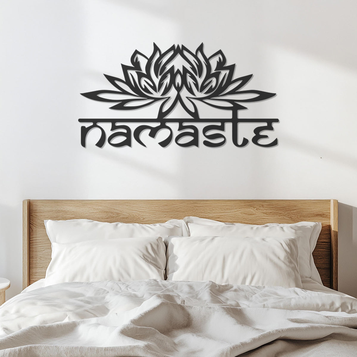Namaste Wall Art, Lotus Flower Metal Wall Decor, Yoga Studio Wall Hanging, Meditation Room Decor, Spiritual Metal Art, Boho Home Accent