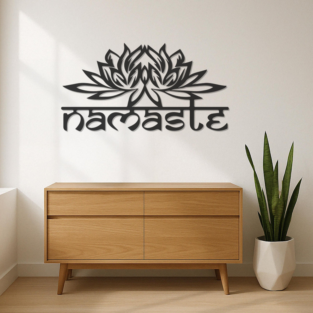 Namaste Wall Art, Lotus Flower Metal Wall Decor, Yoga Studio Wall Hanging, Meditation Room Decor, Spiritual Metal Art, Boho Home Accent